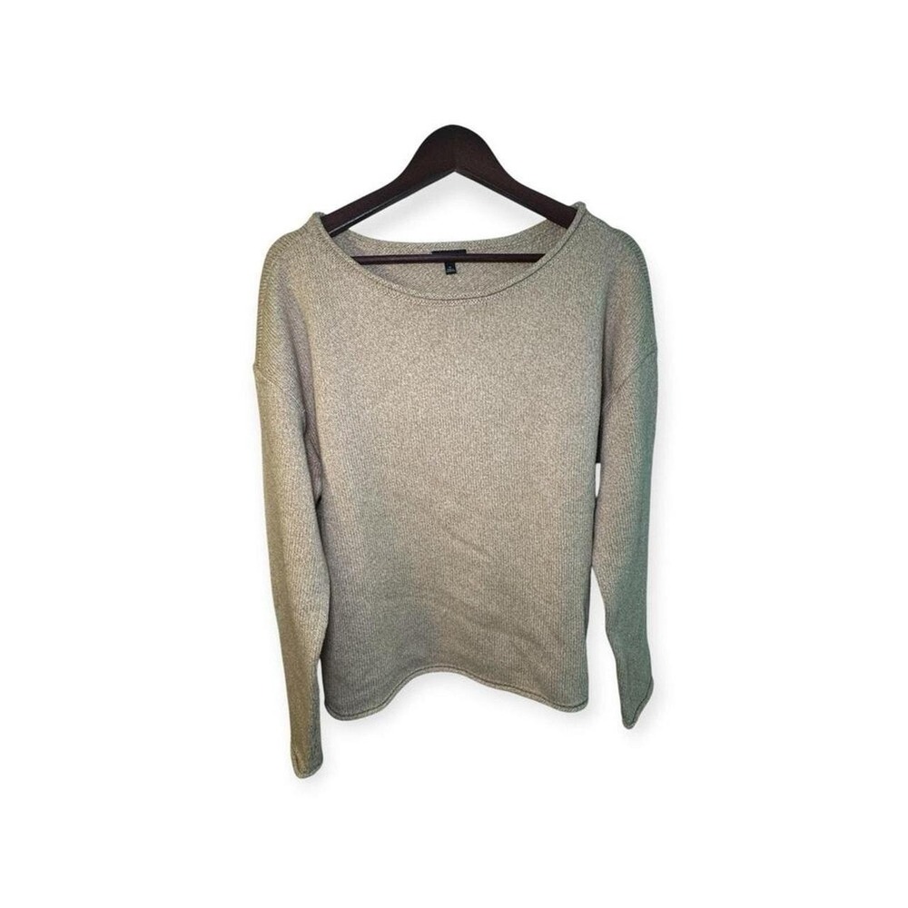 Talbots Cotton Knit Roll Neck Sweater Granola Boho Fall Pullover Tan XL